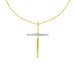 γυναικείος κίτρινος χρυσός σταυρός ζιργκόν ST11101127
