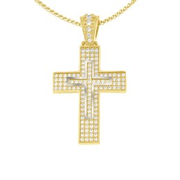 γυναικείος κίτρινος χρυσός σταυρός ζιργκόν ST11400996
