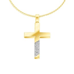 γυναικείος κίτρινος χρυσός σταυρός ζιργκόν ST12101015