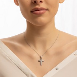 γυναικείος λευκόχρυσος σταυρός διπλής όψης ST11200967(b)