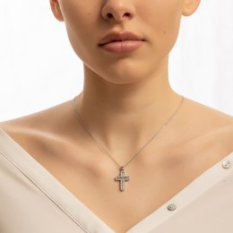 γυναικείος λευκόχρυσος σταυρός διπλής όψης ST11200973(b)