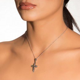 γυναικείος λευκόχρυσος σταυρός ζιργκόν ST11200056(a)