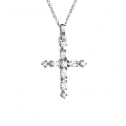 γυναικείος λευκόχρυσος σταυρός ζιργκόν ST11200255 