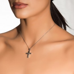 γυναικείος λευκόχρυσος σταυρός ζιργκόν ST11200395(a)