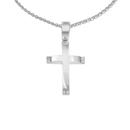 γυναικείος λευκόχρυσος σταυρός ζιργκόν ST11200947