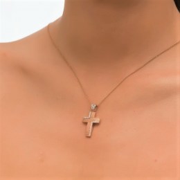 γυναικείος ροζ χρυσός σταυρός ζιργκόν ST11300273(b)