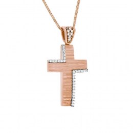 γυναικείος ροζ χρυσός σταυρός ζιργκόν ST11300273