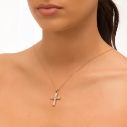 γυναικείος ροζ χρυσός σταυρός ζιργκόν ST11300278(a)