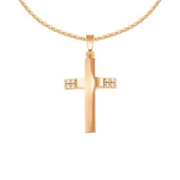 γυναικείος ροζ χρυσός σταυρός ζιργκόν ST11300798