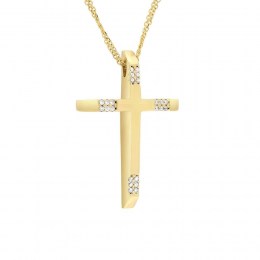 γυναικείος σταυρός κίτρινος χρυσός ζιργκόν ST11100784