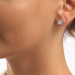 καρφωτά λευκόχρυσα γυναικεία σκουλαρίκια τετράγωνα SK11200494(b)