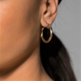 κίτρινα χρυσά γυναικεία σκουλαρίκια κρίκοι SK11100478(b)