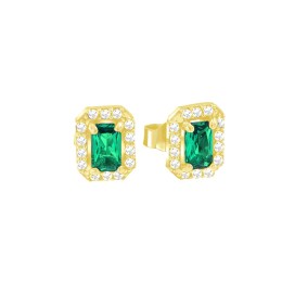 κίτρινα χρυσά σκουλαρίκια πράσινη πέτρα SK11100989