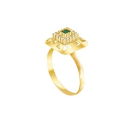 κίτρινο χρυσό δαχτυλίδι πράσινο ζιργκόν D11101015