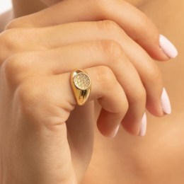 κίτρινο χρυσό δαχτυλίδι σεβαλιέ ζιργκόν D11101028(b)