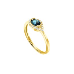 κίτρινο χρυσό γυναικείο δαχτυλίδι μπλε ζιργκόν D11101026