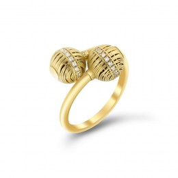 Κίτρινο χρυσό γυναικείο δαχτυλίδι μπάλες D11100676