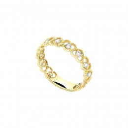 Κίτρινο χρυσό μισόβερο δαχτυλίδι καρδιές D11100808