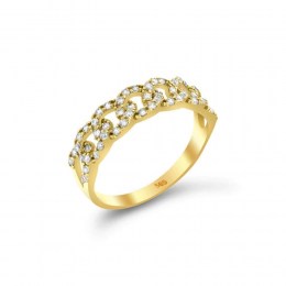 Κίτρινο χρυσό γυναικείο δαχτυλίδι αλυσίδα D11100697