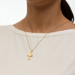 Κίτρινος χρυσός βαπτιστικός σταυρός διπλής όψης ST11100011(b)