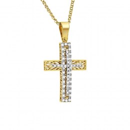 κίτρινος χρυσός γυναικείος σταυρός δύο όψεων ST11100449