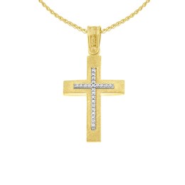 κίτρινος χρυσός γυναικείος σταυρός δύο όψεων ST11101011