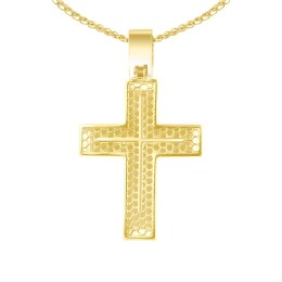 κίτρινος χρυσός γυναικείος σταυρός δύο όψεων ST11101104(a)