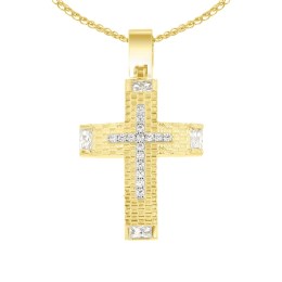 κίτρινος χρυσός γυναικείος σταυρός δύο όψεων ST11101104
