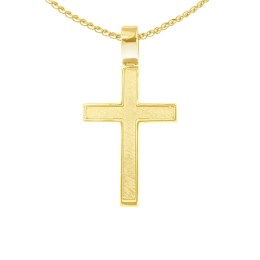 κίτρινος χρυσός γυναικείος σταυρός δύο όψεων ST11101110(a)
