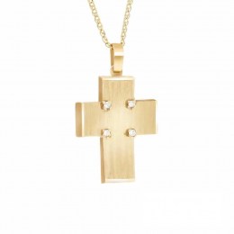 κίτρινος χρυσός γυναικείος σταυρός ζιργκόν ST11100258