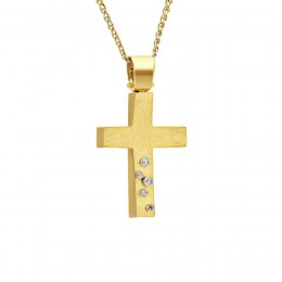 κίτρινος χρυσός γυναικείος σταυρός ζιργκόν ST11100458