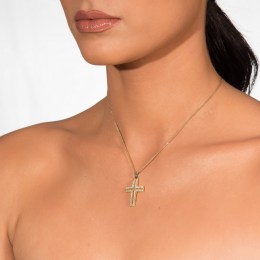 κίτρινος χρυσός γυναικείος σταυρός ζιργκόν ST11100471(a)