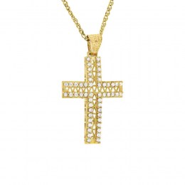 κίτρινος χρυσός γυναικείος σταυρός ζιργκόν ST11100471 