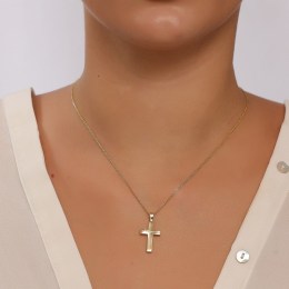 κίτρινος χρυσός γυναικείος σταυρός ζιργκόν ST11101033(a)