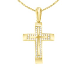 κίτρινος χρυσός γυναικείος σταυρός ζιργκόν ST11101035