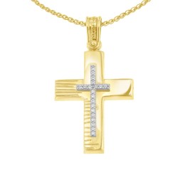 κίτρινος χρυσός γυναικείος σταυρός ζιργκόν ST11101063