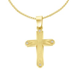 κίτρινος χρυσός γυναικείος σταυρός ζιργκόν ST11101142