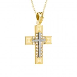 κίτρινος χρυσός γυναικείος σταυρός ζιργκόν ST11400354