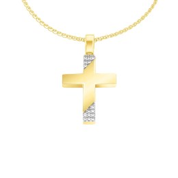 κίτρινος χρυσός γυναικείος σταυρός ζιργκόν ST12101014