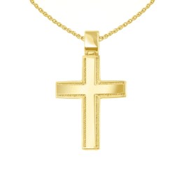 κίτρινος χρυσός σταυρός δύο όψεων ST11101121(a)