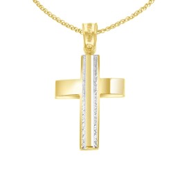 κίτρινος χρυσός σταυρός δύο όψεων ST11400999