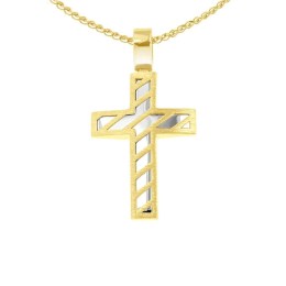 κίτρινος χρυσός σταυρός δύο όψεων ST11401017
