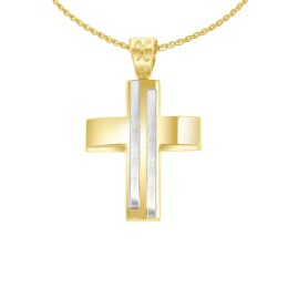 κίτρινος χρυσός σταυρός λευκόχρυσο ST11400967
