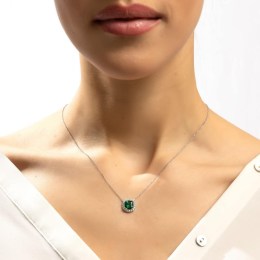 κολιέ λευκόχρυσο γυναικείο πράσινη πέτρα KL11200434(a)