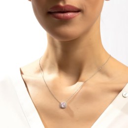 κολιέ λευκόχρυσο γυναικείο ροζ πέτρα KL11200438(a)