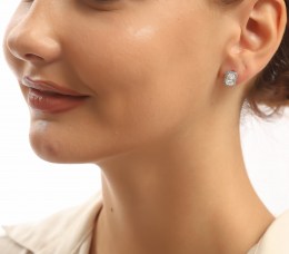 λευκόχρυσα καρφωτά γυναικεία σκουλαρίκια ζιργκόν SK11200492(a)