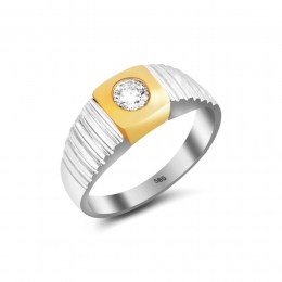 Λευκόχρυσο δαχτυλίδι ανδρικό ζιργκόν D11400579