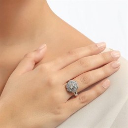 λευκόχρυσο γυναικείο δαχτυλίδι λουλούδι D11200051(b)