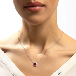 λευκόχρυσο γυναικείο κολιέ κόκκινη πέτρα KL11200427(a)