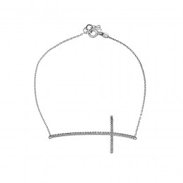 λευκόχρυσο γυναικείο βραχιόλι σταυρός BR11200257